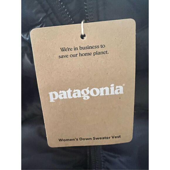 Patagonia Women's Black High Neck Quilted Down Sweater Puffer Vest Large NWT - Picture 6 of 7